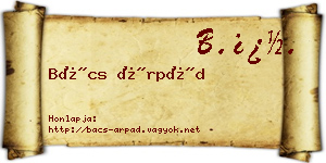 Bács Árpád névjegykártya