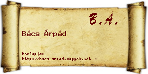 Bács Árpád névjegykártya