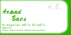 arpad bacs business card